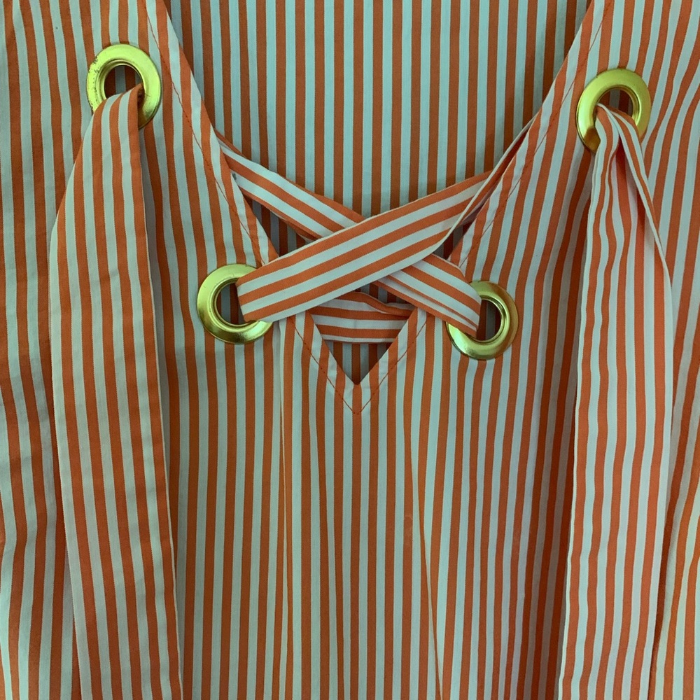 Michael Kors orange-red bell-sleeved blouse - Picture 2 of 4